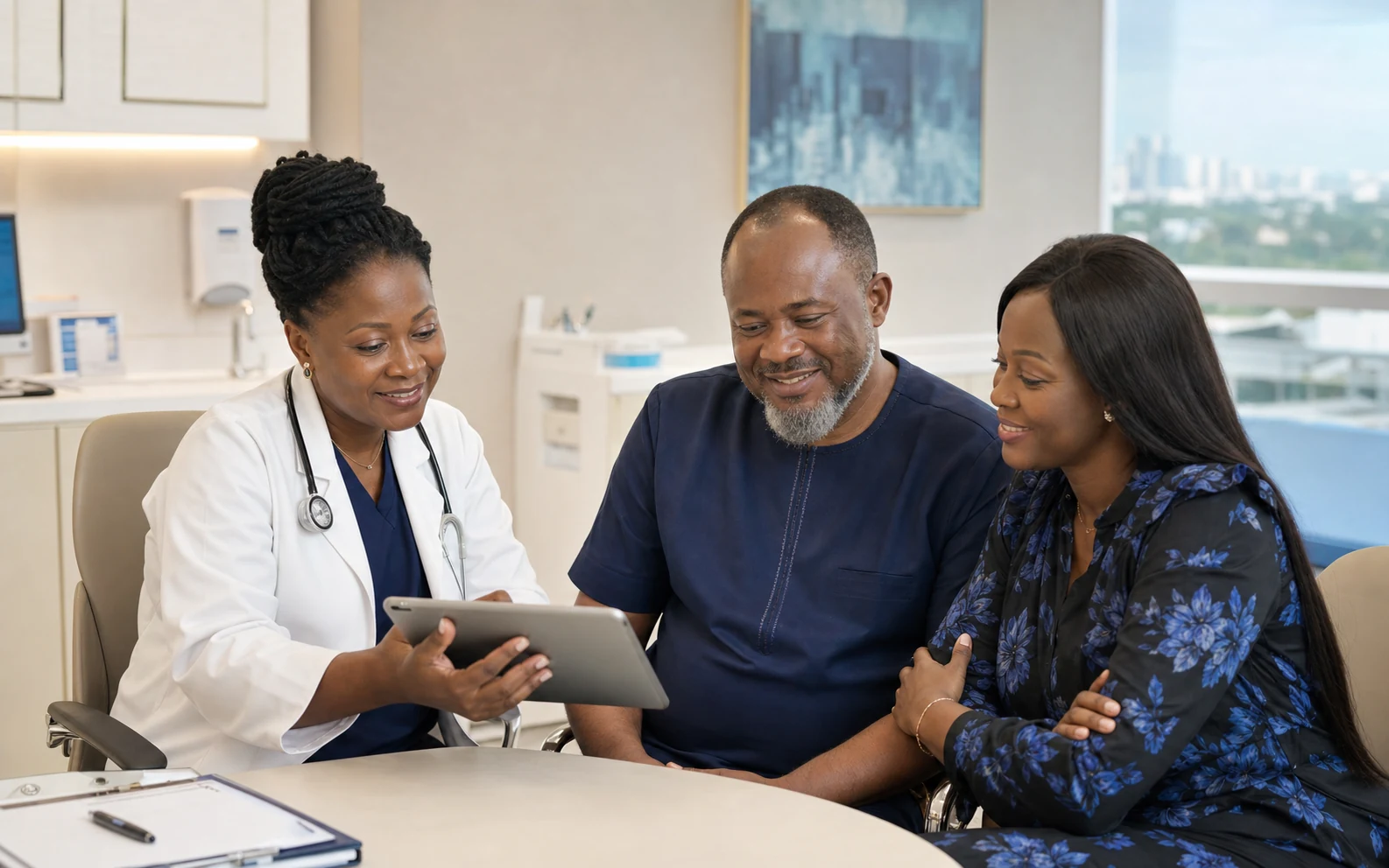 Nigerian clinician and patient experiencing connected digital care